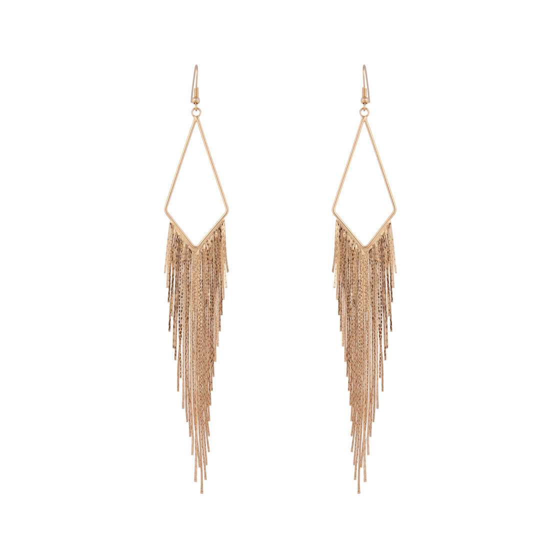Gold Shiny Fringe Chain Earrings