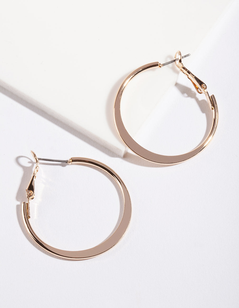 Gold Flat Edge Hoop Earrings