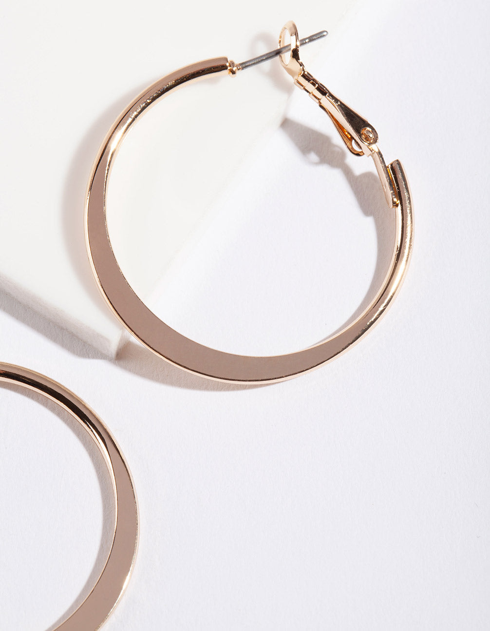 Gold Flat Edge Hoop Earrings