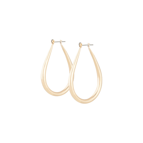 Polished Gold Teardrop Hoop Earrings