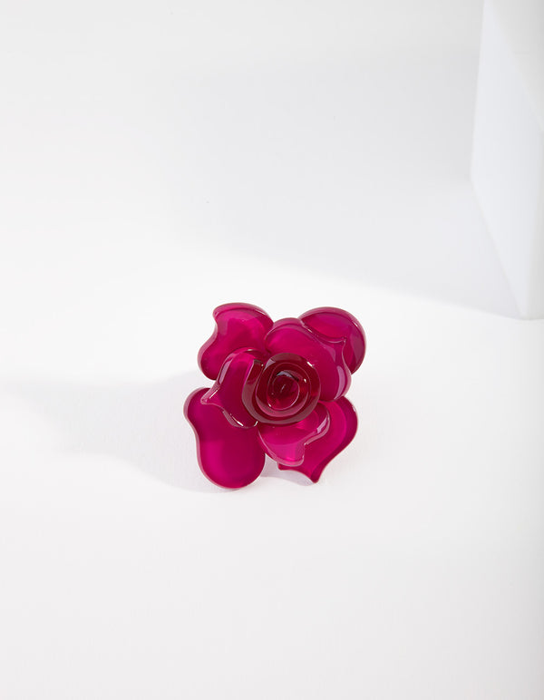 Acrylic Pink Flower Ring