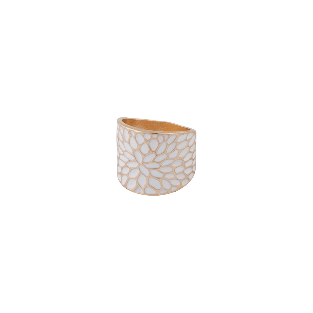 Gold White Flower Ring