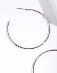Rhodium 40mm Round Hoop Earrings - link has visual effect only