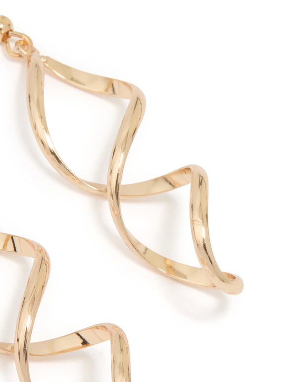 Gold Wave Drop Earrings