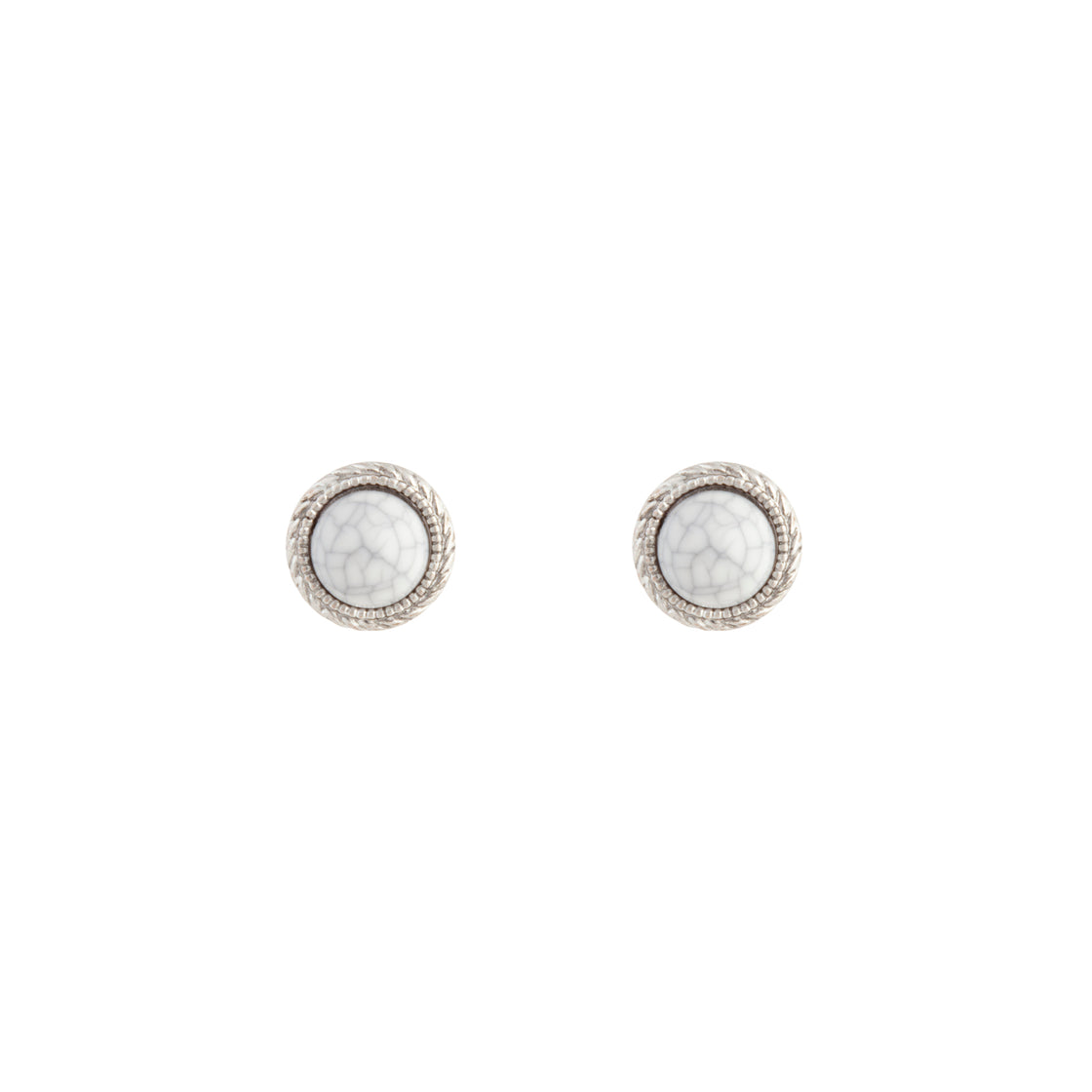 Antique Silver Marble Cracked Earrings