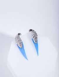 Mini Bird Blue Feather Stud Earrings - link has visual effect only