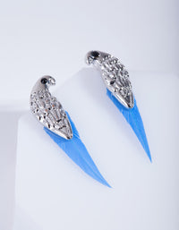 Mini Bird Blue Feather Stud Earrings - link has visual effect only