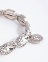 Silver Navette Stone Evil Eye Stretch Bracelet - link has visual effect only