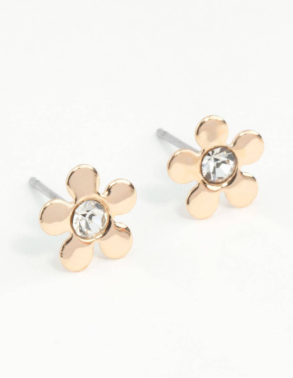 Gold Mini 70s Dia Flower Stud Earrings