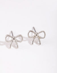 Rhodium Mini Twisted Bow Stud Earrings - link has visual effect only