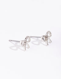 Rhodium Mini Twisted Bow Stud Earrings - link has visual effect only
