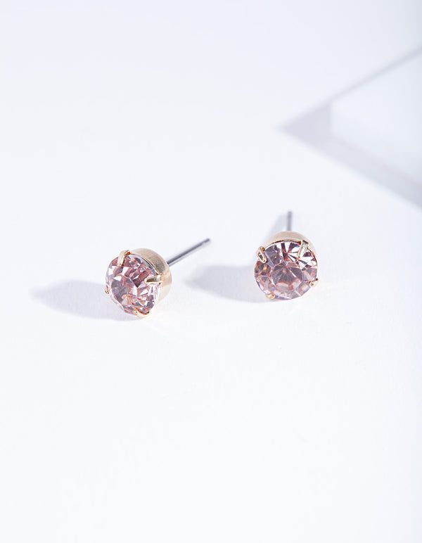 Pink Claw Diamante Stud Earrings