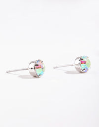 Gold Four Claw Opalised Stud Earrings - link has visual effect only