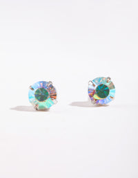 Gold Four Claw Opalised Stud Earrings - link has visual effect only