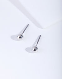 Rhodium Mini Plain Ball Stud Earrings - link has visual effect only