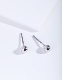 Rhodium Mini Plain Ball Stud Earrings - link has visual effect only