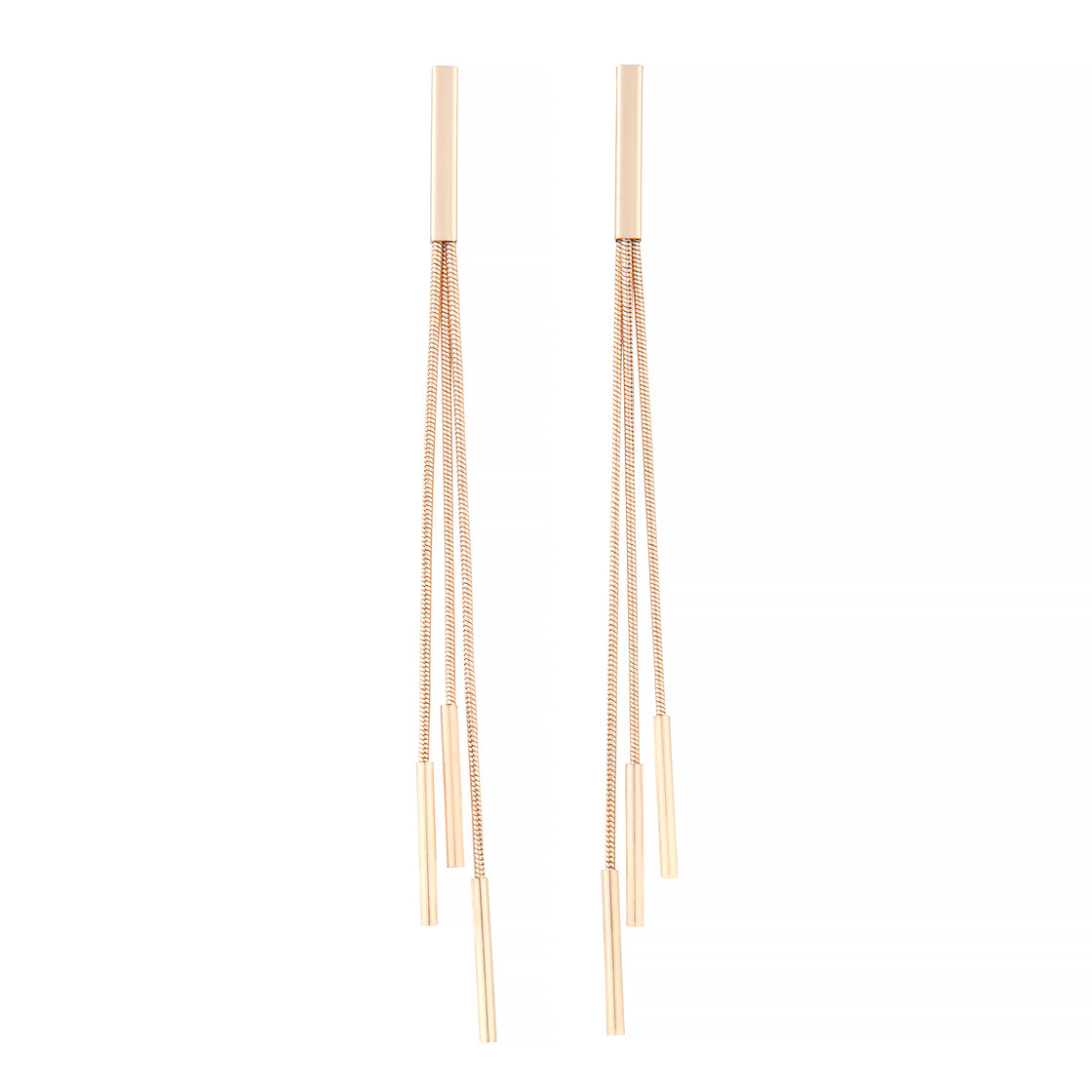 Gold Trio Snake Chain Drop Earrings