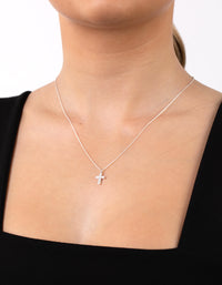 Sterling Silver Cubic Zirconia Pavé Cross Necklace - link has visual effect only