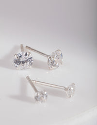 Sterling Silver Diamante Earring Pack - link has visual effect only