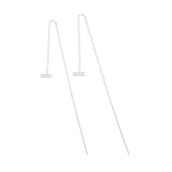 Sterling Silver Bar Chain Thread Earrings