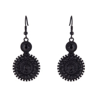 Black Coated Metal Double Circle Drop Earrings - link has visual effect only