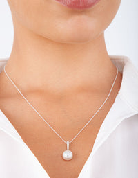 Sterling Silver Large Pearl Necklace - link has visual effect only