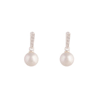 Sterling Silver Diamante Drop Pearl Earrings - link has visual effect only