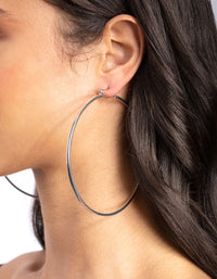 Silver Fine Large Hoop Earrings - link has visual effect only