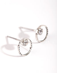 Silver Mini Circle Dia Stud Earrings - link has visual effect only