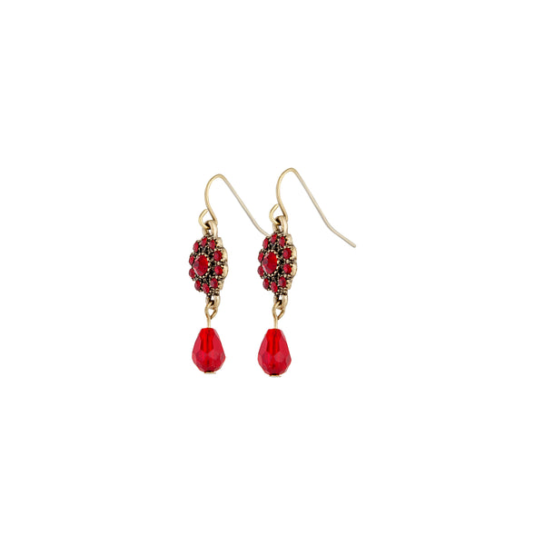 Red Crystal Flower Facet Earrings