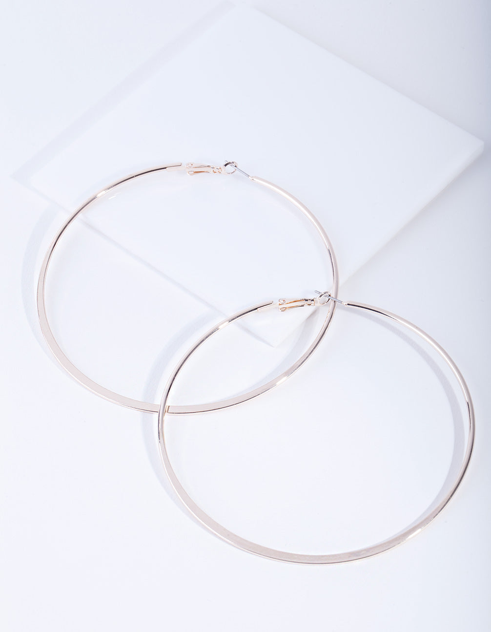 Rose Gold Flat Edge Hoop Earrings