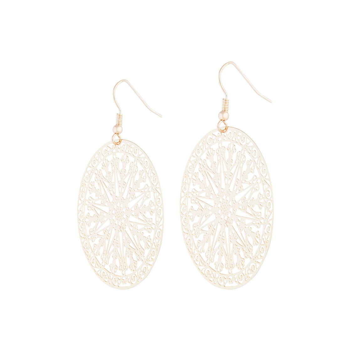 Gold Circular Filigree Stamp Drop Earrings