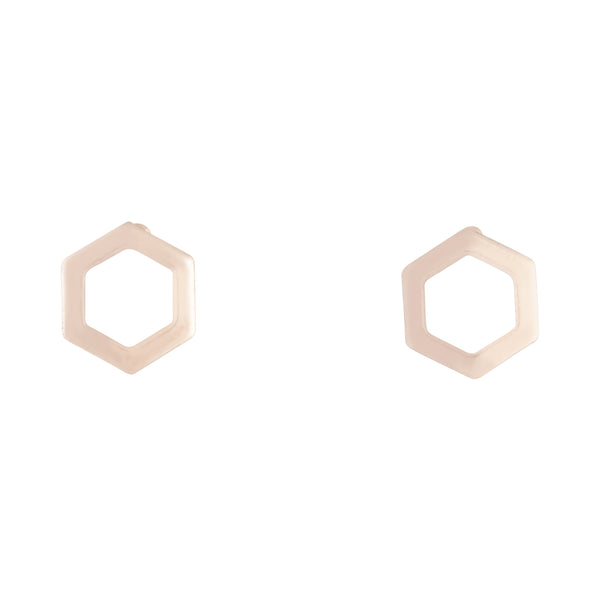 Rose Gold Open Hexagon Stud Earrings