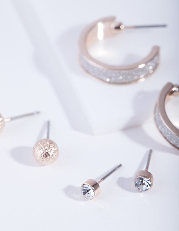 Rose Gold Glitter Hoop Earring Pack