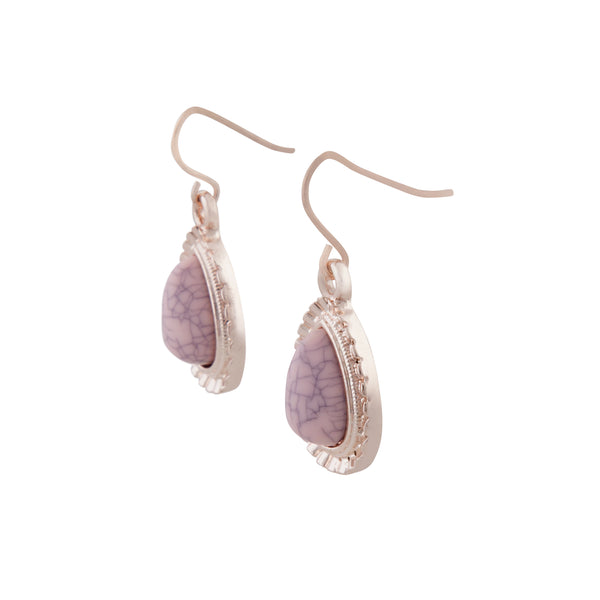 Pink Centre Stone With Diamante Teardrop Earrings