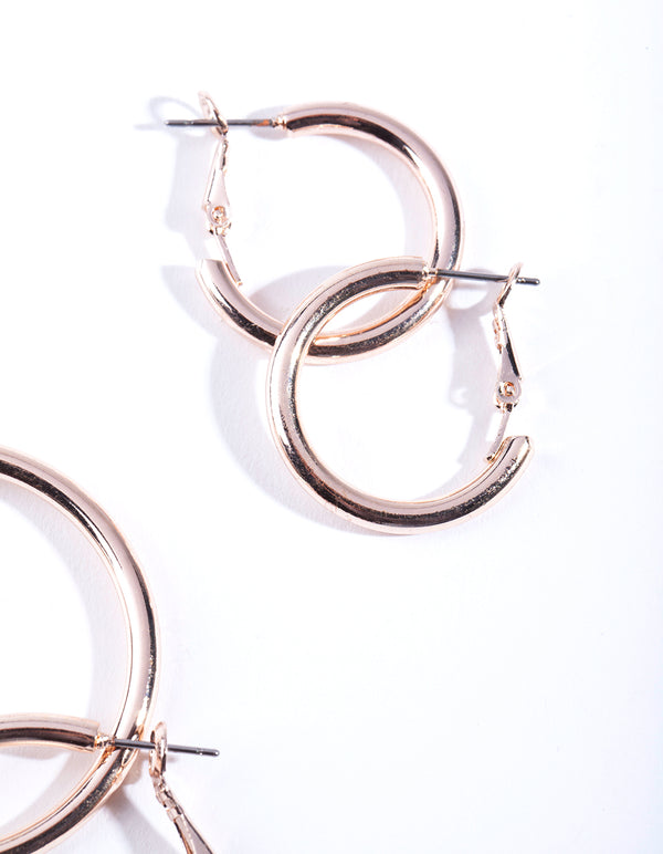 Rose Gold Polished Hoop Earring Pack
