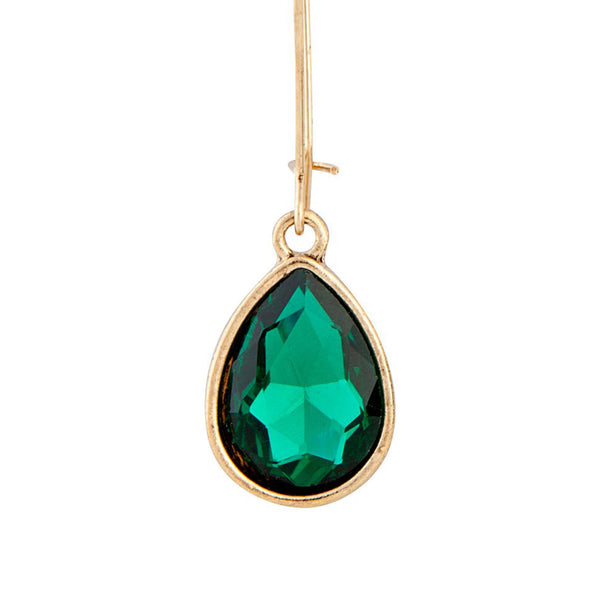 Emerald Gold Diamante Fish Hook Earrings