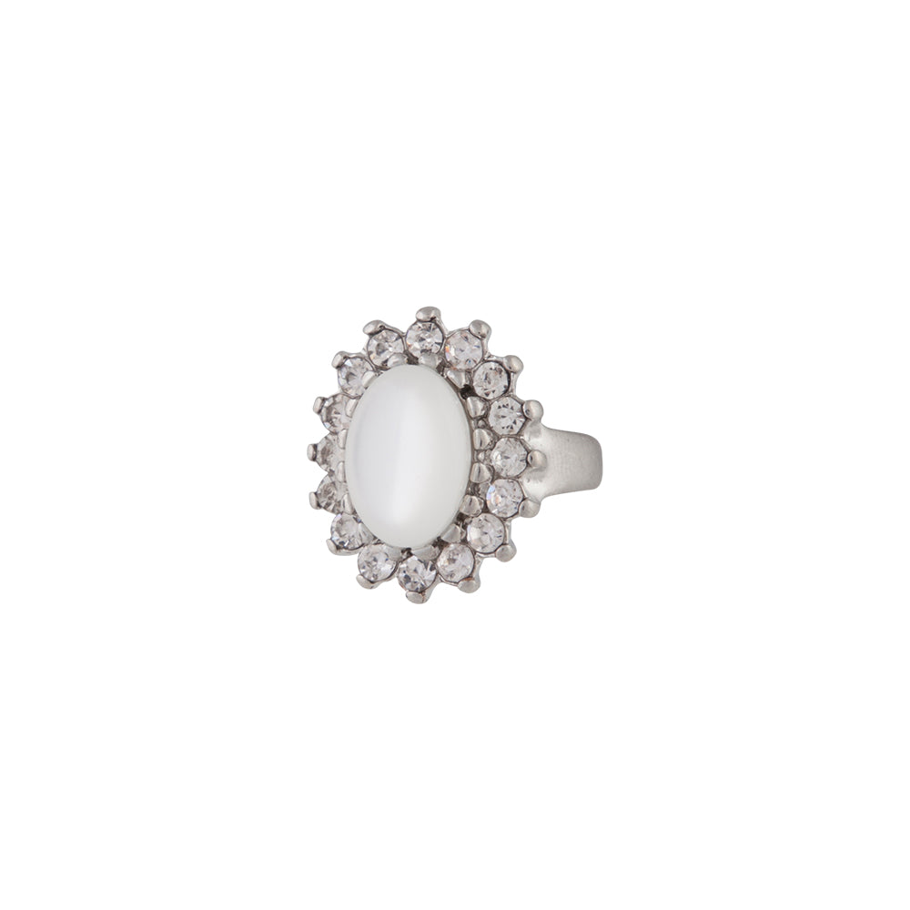 Cloud Stone Diamante Burst Statement Ring