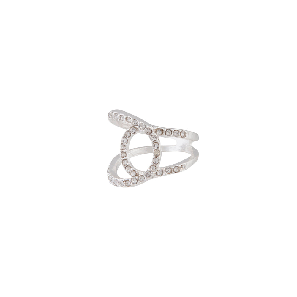 Silver Looped Diamante Ring - Lovisa