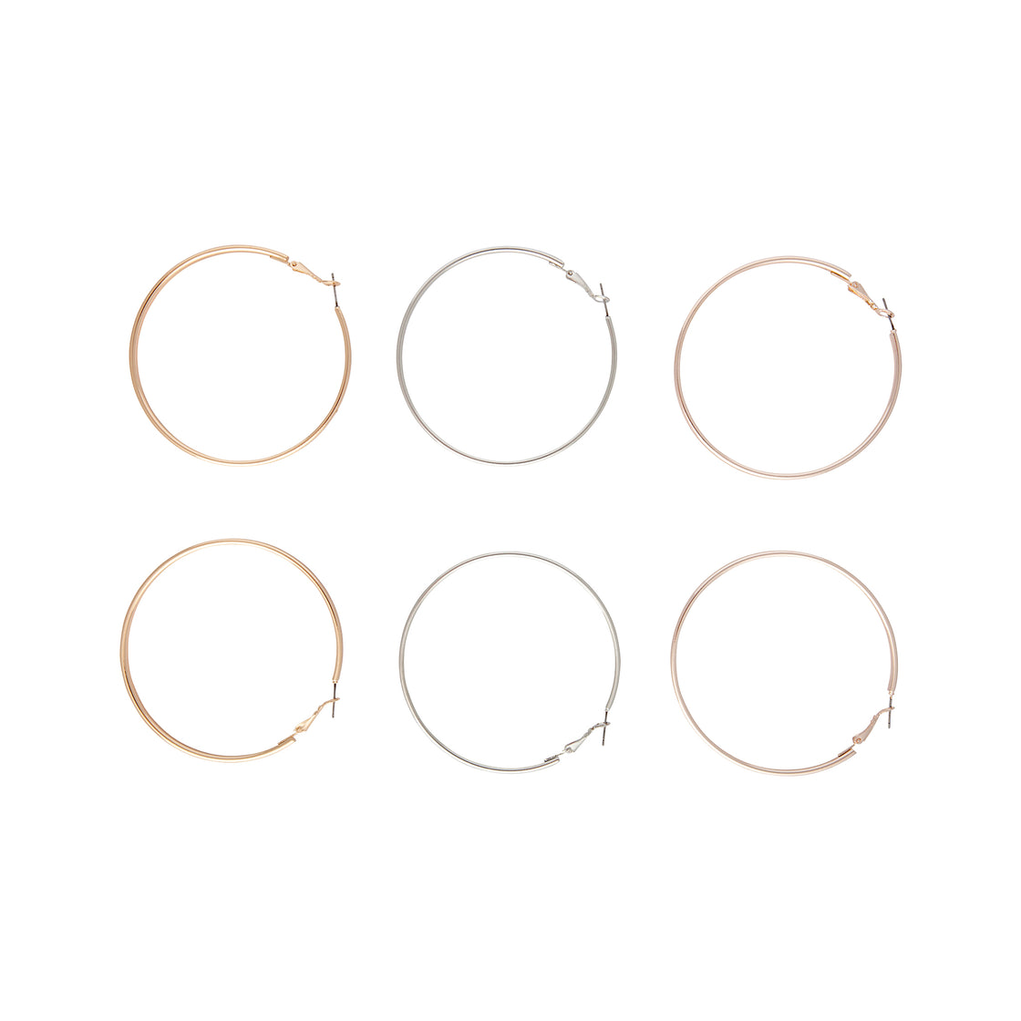 Mixed Metal Shiny Large Hoop Earring Pack