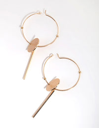 Gold Disc Drop Hoop Earrings - link has visual effect only