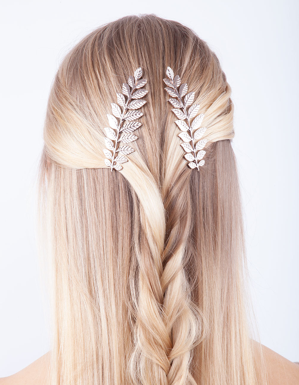 Rose Gold Leaf Hair Clip Duo Pack