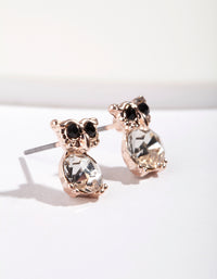 Rose Gold Diamante Owl Stud Earrings - link has visual effect only