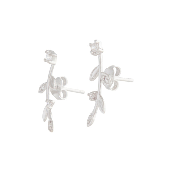 Sterling Silver Diamante Vine Crawler Earrings