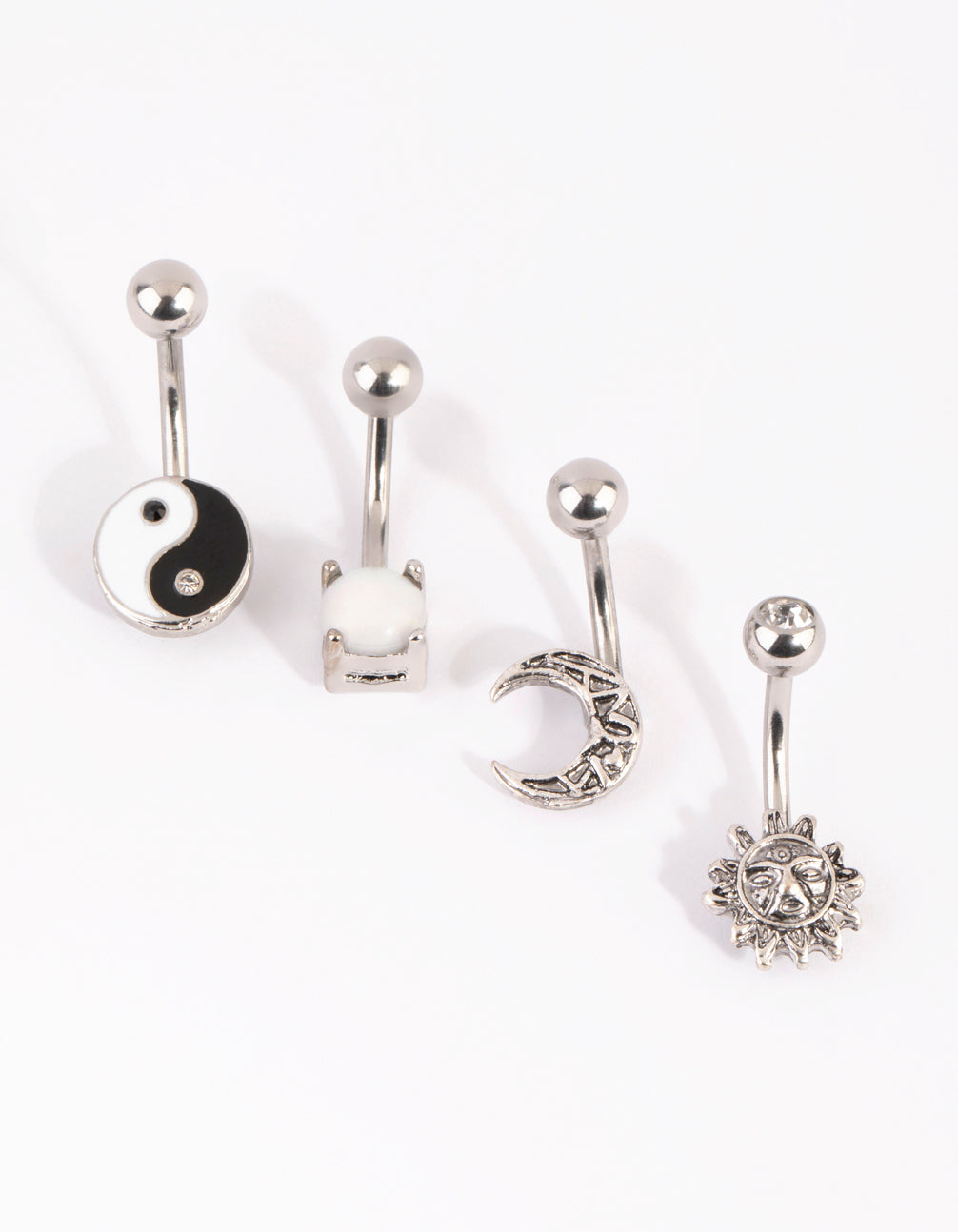 Surgical Steel Yin & Yang Belly Bar 4-Pack