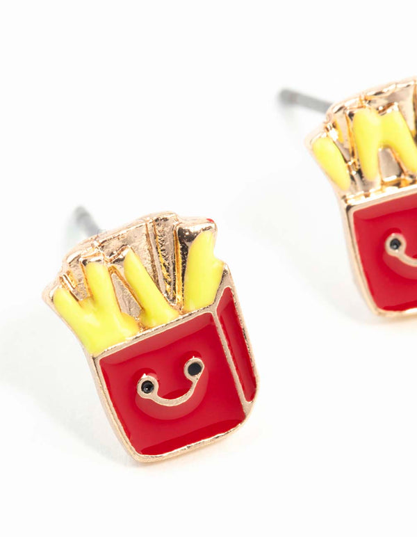 Gold Fries Stud Earrings