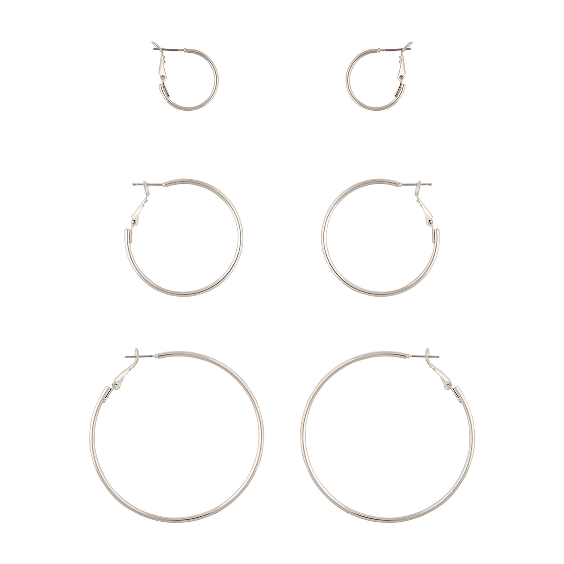 Silver Triple Hoop Earring Pack