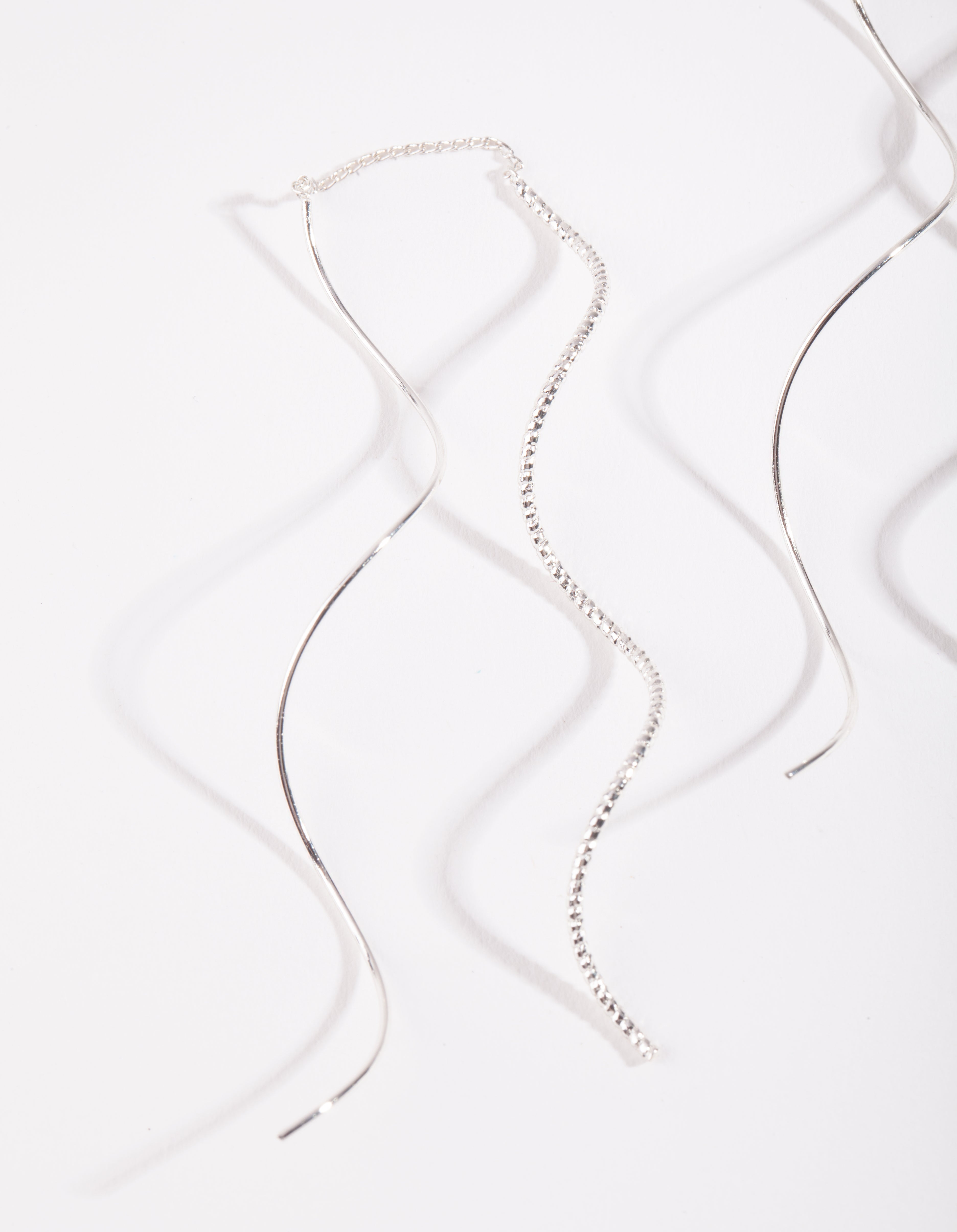 Silver Double Wave Thread Through Earrings - Lovisa