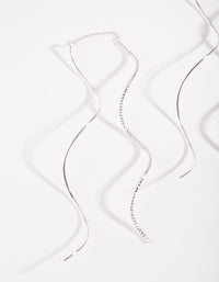 Silver Double Wave Thread Through Earrings - link has visual effect only