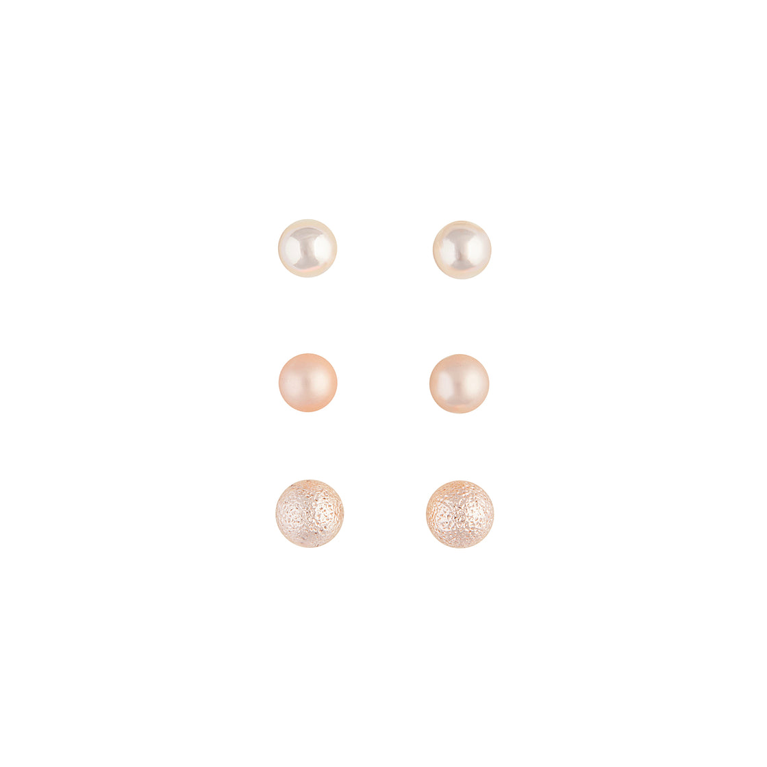 Rose Gold Textured Ball Earring Pack